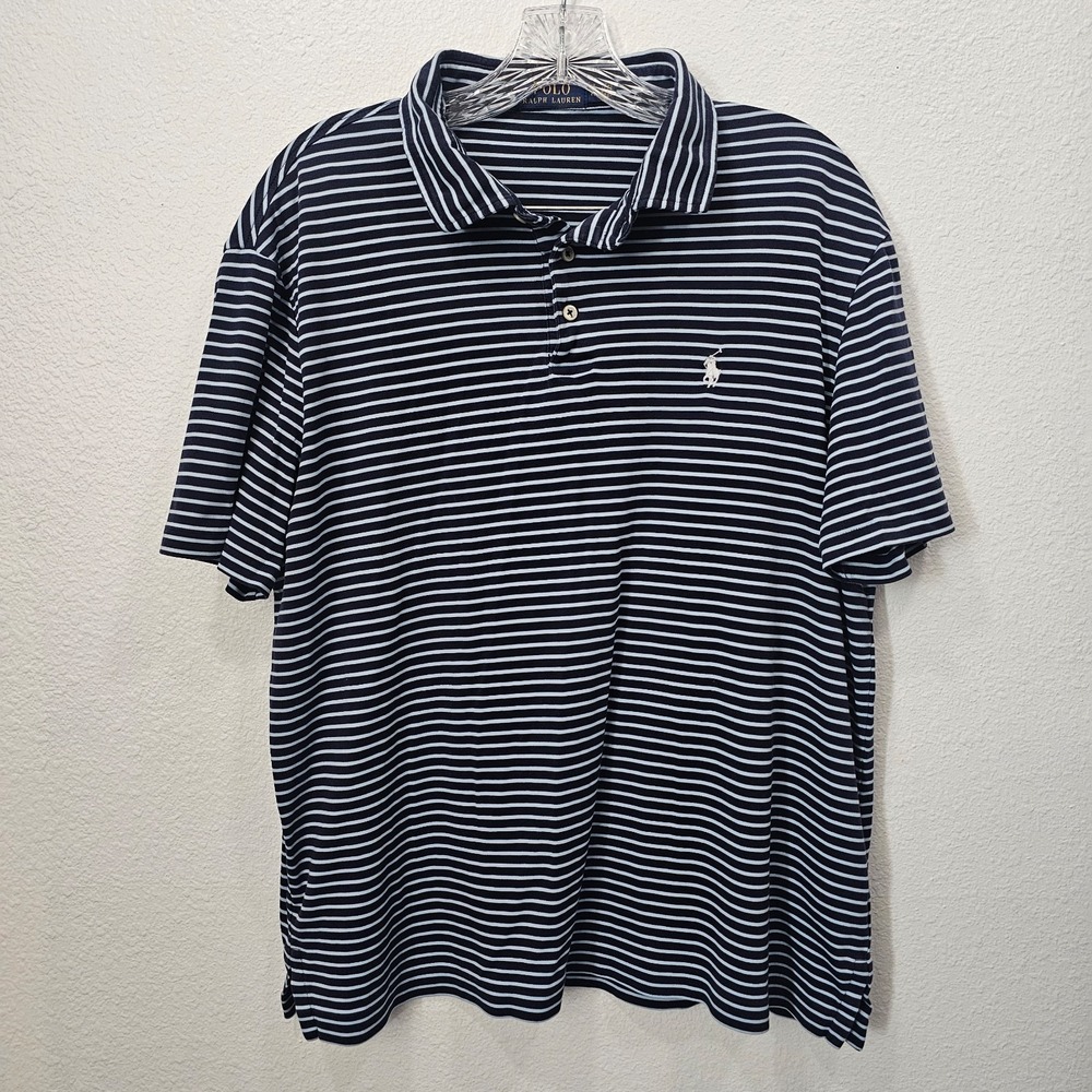 Polo Ralph Lauren Blue Striped Men's Short Sleeve Polo Men's Size XL